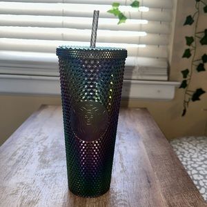 Multi colored Starbucks cup with straw/ new/studded